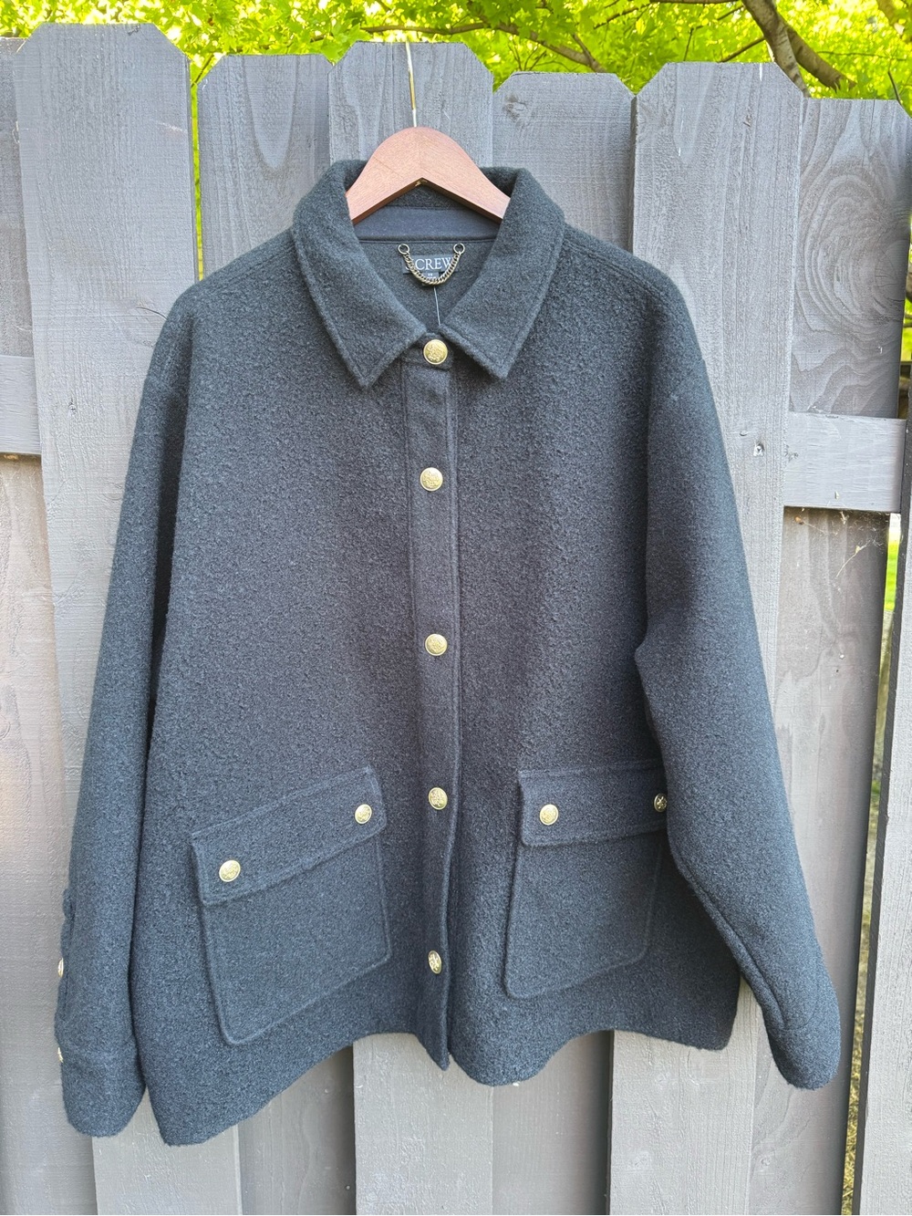 J. Crew Black Wool Button-Front Jacket Coat Women’s 3X - NEW with Tags